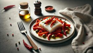 ماهی نمک سود با فلفل دلمه اسپانیایی - اسگاررات (Esgarrat)