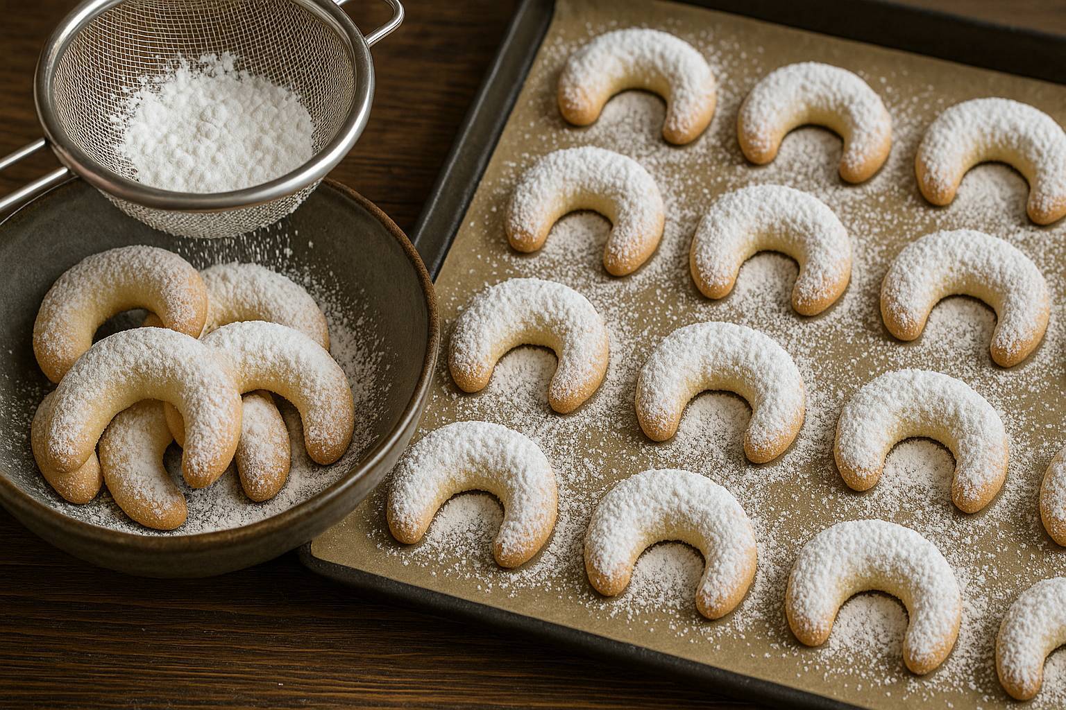 شیرینی وانیلی اتریشی وانیل‌کیپفرل (Vanillekipferl)