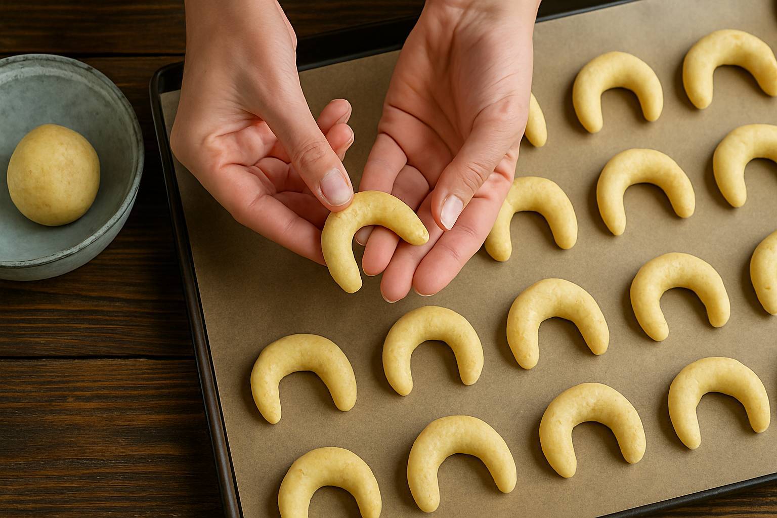 شیرینی وانیلی اتریشی وانیل‌کیپفرل (Vanillekipferl)