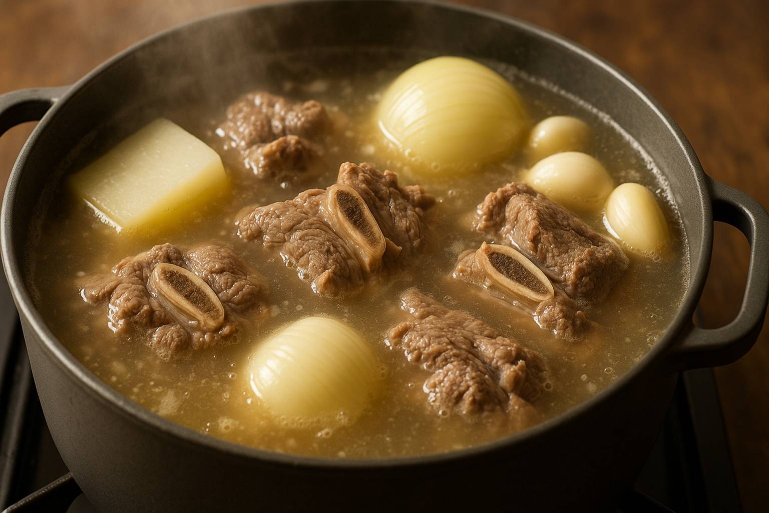 طرز تهیه سوپ دنده گاو کشور کره‌ (گالبی تانگ)